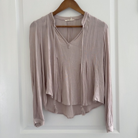 Anthropologie Floreat Blouse Gauzy Beaded Grey - Picture 9 of 9